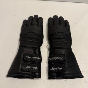Vintage HARLEY-DAVIDSON Leather Riding Gauntlet Gloves Men’s Size Small Black